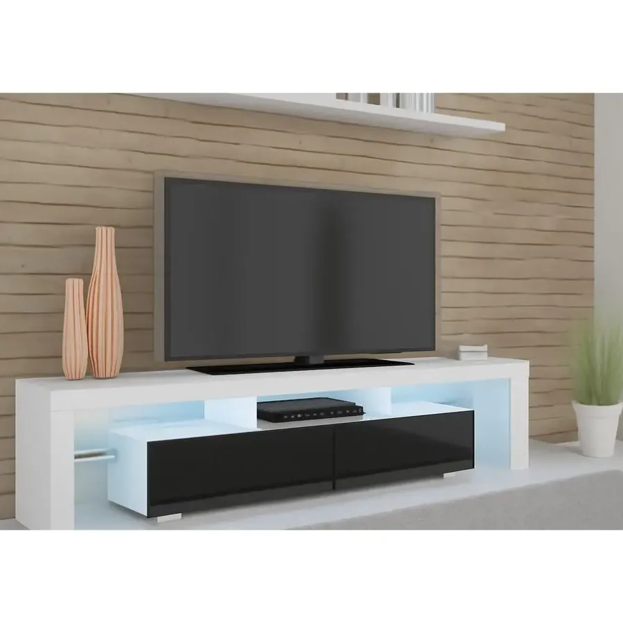 Tv Meubels-Homlando Panama TV-meubel 190 x 45 x 35 cm Glanzend zwart fronten zonder verlichting