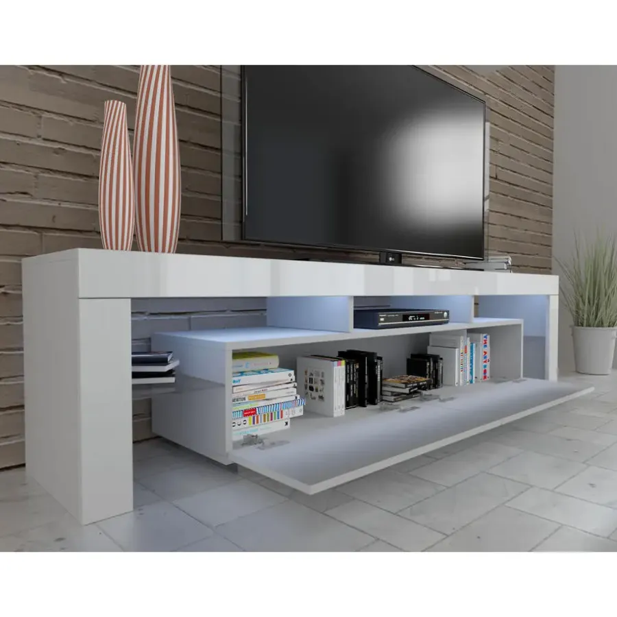 Tv Meubels-Homlando Panama TV-meubel 190 x 45 x 35 cm Glanzend zwart fronten zonder verlichting