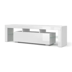 Tv Meubels-Homlando Panama TV-meubel 160 x 45 x 35 cm Glanzend witte fronten zonder verlichting