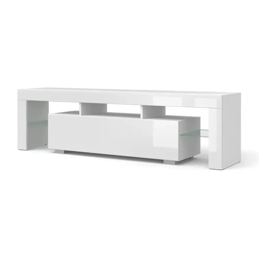 Tv Meubels-Homlando Panama TV-meubel 160 x 45 x 35 cm Glanzend witte fronten zonder verlichting