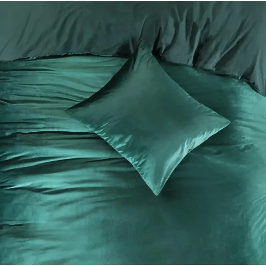 2-Persoons Dekbedovertrekken-Papillon dekbedovertrek Uni Velvet - 200x200/220 cm - Groen