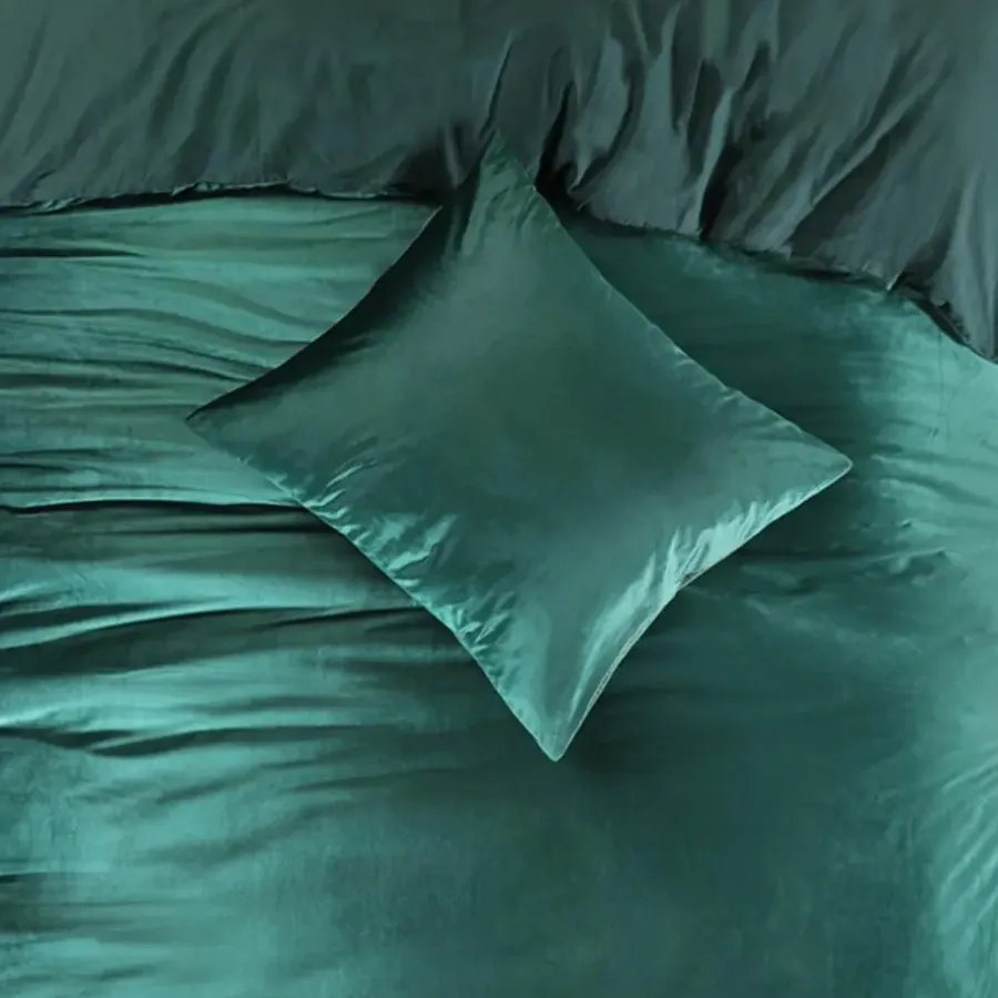 2-Persoons Dekbedovertrekken-Papillon dekbedovertrek Uni Velvet - 200x200/220 cm - Groen