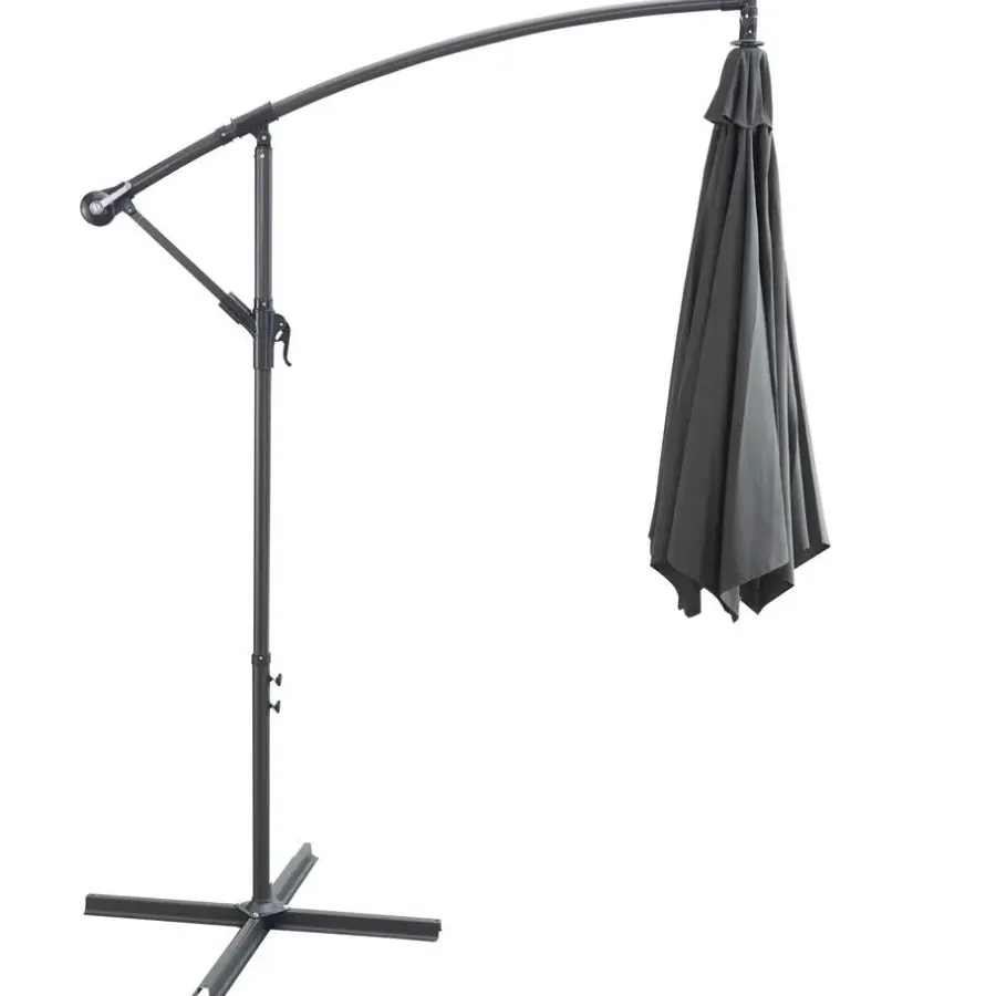 Merkloos Parasol - duurzame Zweefparasol Ø300 cm – Kantelbaar - 3 meter doorsnede - Grijs