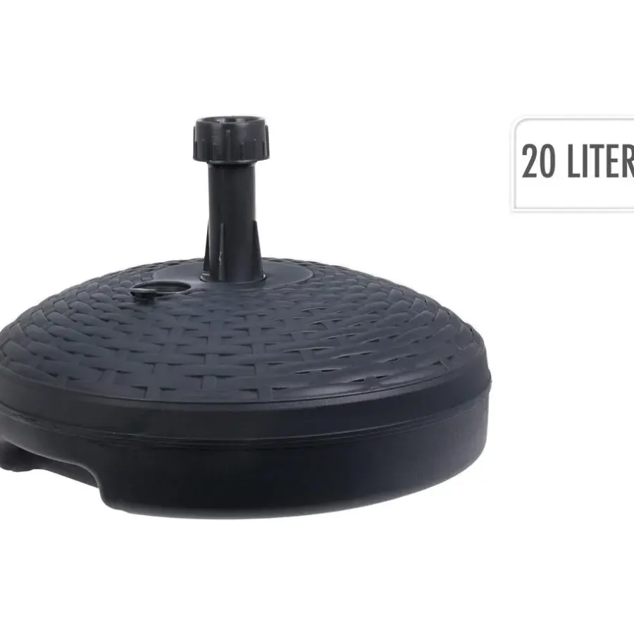 Merkloos Parasolvoet Rattan - rond - antraciet grijs - D45 cm - 20 liter