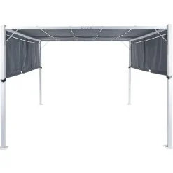 Terrasoverkappingen-Beliani PARGA - Tuinpaviljoen - Grijs/Wit - Polyester