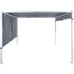 Terrasoverkappingen-Beliani PARGA - Tuinpaviljoen - Grijs/Wit - Polyester