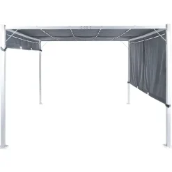 Terrasoverkappingen-Beliani PARGA - Tuinpaviljoen - Grijs/Wit - Polyester