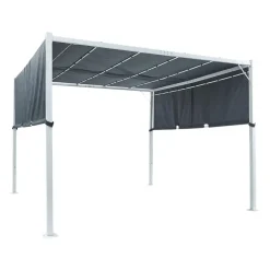 Terrasoverkappingen-Beliani PARGA - Tuinpaviljoen - Grijs/Wit - Polyester