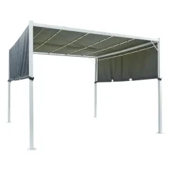 Terrasoverkappingen-Beliani PARGA - Tuinpaviljoen - Grijs/Wit - Polyester