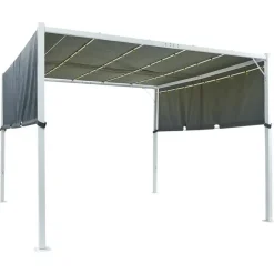 Terrasoverkappingen-Beliani PARGA - Tuinpaviljoen - Grijs/Wit - Polyester