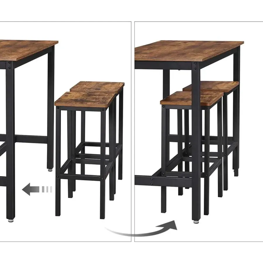 Bartafels-Parya - Vasagle - Bartafel Set - 120x60x90 - Donkerbruin