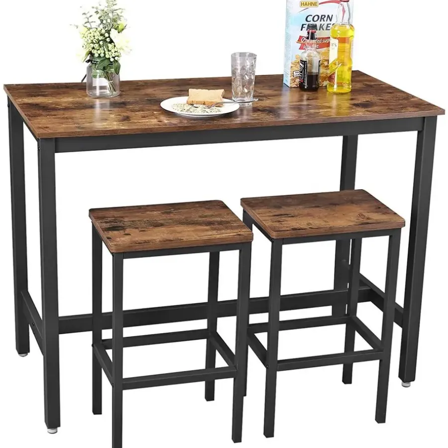 Bartafels-Parya - Vasagle - Bartafel Set - 120x60x90 - Donkerbruin