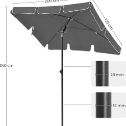 Parasols-Parya Garden - rechthoekige parasol - Grijs - met Tas