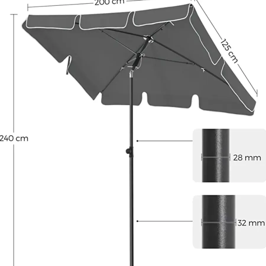 Parasols-Parya Garden - rechthoekige parasol - Grijs - met Tas