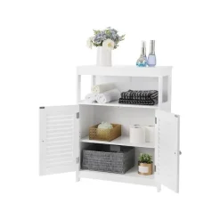 Hoge Kasten-Parya Home - Badkamerkast - Vrijstaande Kast - 2 Deuren - Hout - Wit
