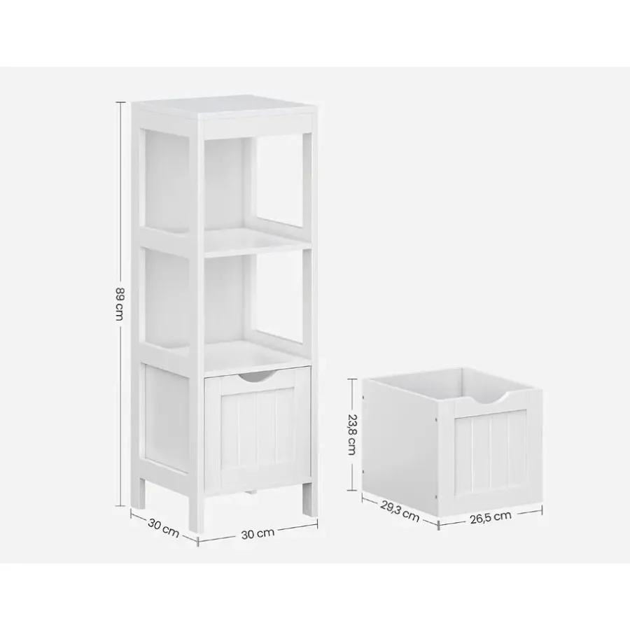 Bobbel Home Parya Home - Badkamerkast - Medicijnkast - 2 Lades - 1 Open vlak - Hout - Wit