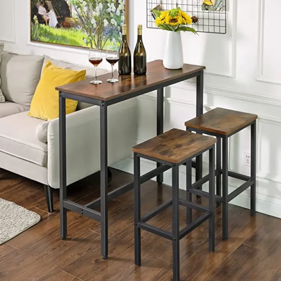 Parya Home - Bartafel - Vintage - Bruin - Hout & Metaal
