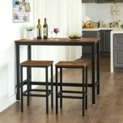 Parya Home - Bartafel Set - 120x60x90 - Donkerbruin