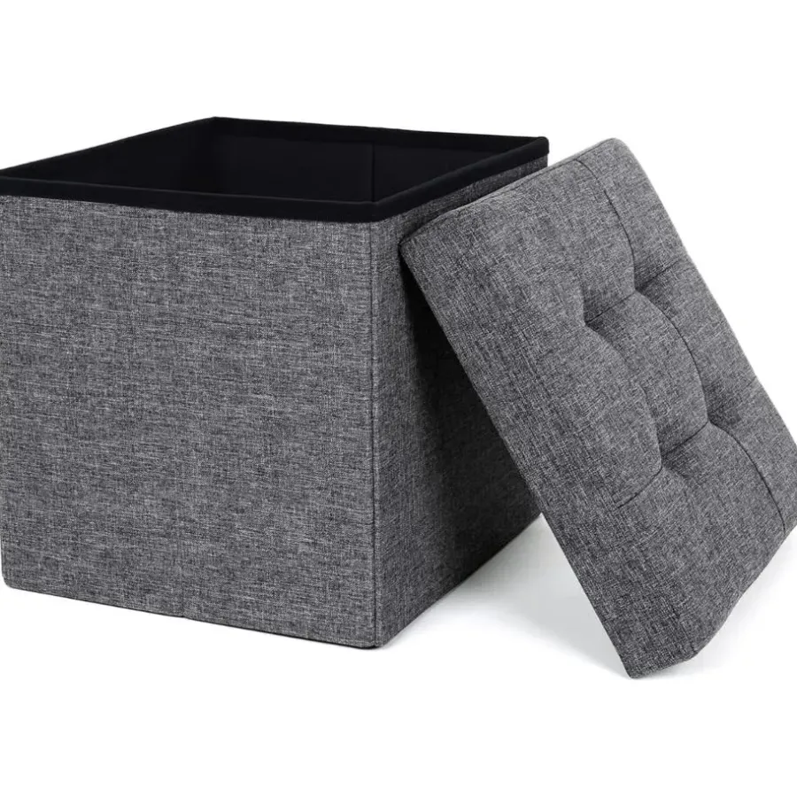 Poefen-Parya Home - Grijze Poef - Hocker - Donkergrijs