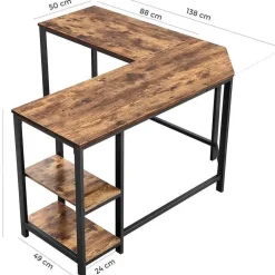 Hoekbureaus-Parya Home - Hoekbureau - 138 x 50 x 75 cm - Metaal - Bruin