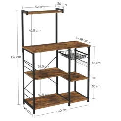 Trolleys-Parya Home - Keukenkast - Keukenrek - Industrieel - Hout - Bruin