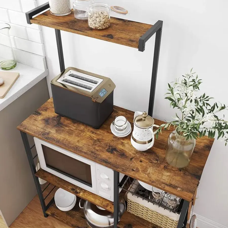 Trolleys-Parya Home - Keukenkast - Keukenrek - Industrieel - Hout - Bruin