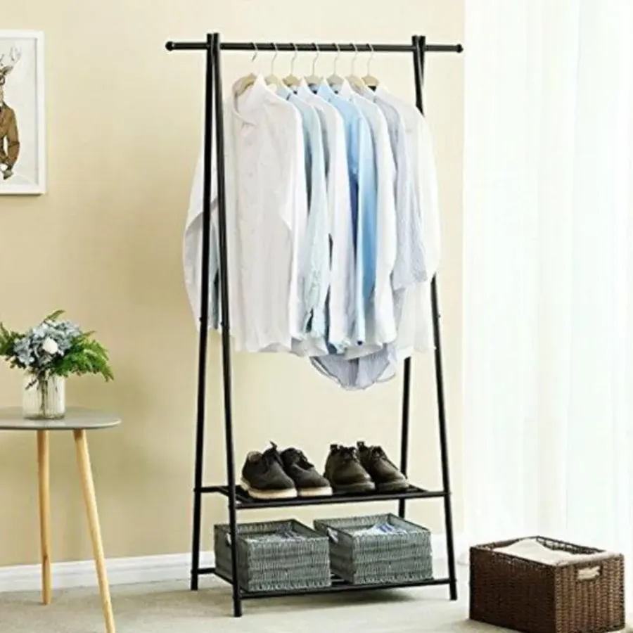 Parya Home - Kledingrek met Schoenenrek in Metaal - 155x87.5cm - Zwart