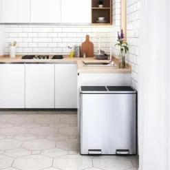 Prullenbakken-Bobbel Home Parya Home - Prullenbak 60L - Roestvrij Staal
