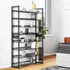 Kledingopbergers-Songmics Parya Home - Schoenenrek met 8 roosters - Metaal - Zwart