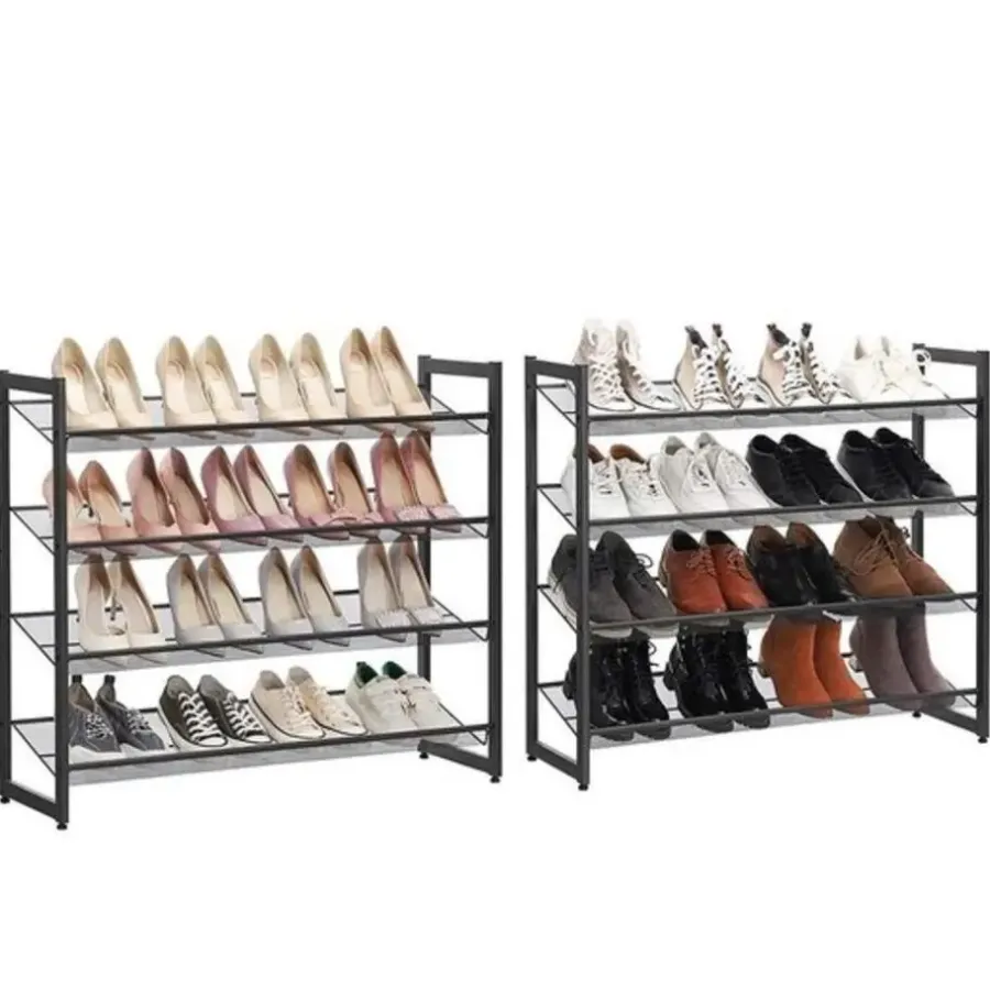 Kledingopbergers-Songmics Parya Home - Schoenenrek met 8 roosters - Metaal - Zwart