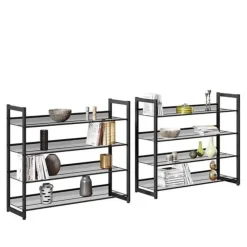 Kledingopbergers-Songmics Parya Home - Schoenenrek met 8 roosters - Metaal - Zwart