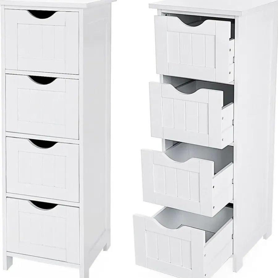 Parya Home - Smalle Ladekast met 4 Lades - Hout - Wit
