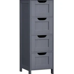 Hoge Kasten-Bobbel Home Parya Home - Smalle Ladekast - 4 Lades - Hout - Grijs