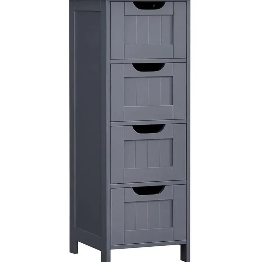 Hoge Kasten-Bobbel Home Parya Home - Smalle Ladekast - 4 Lades - Hout - Grijs