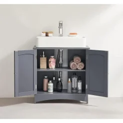 Wastafelkasten-Parya Home - Wastafelonderkast - 2 Deuren - Hout - Grijs