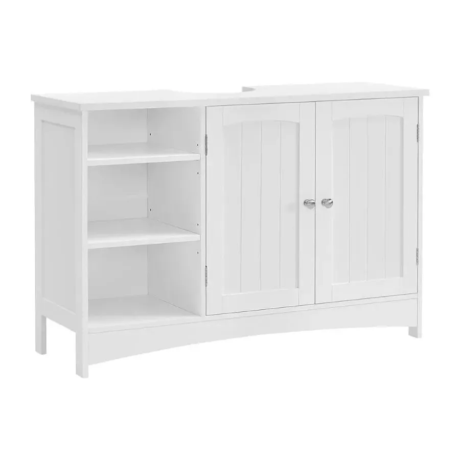 Parya Home - Wastafelonderkast -Badkamerkast - 2 Deuren - 2 Planken - Hout - Wit
