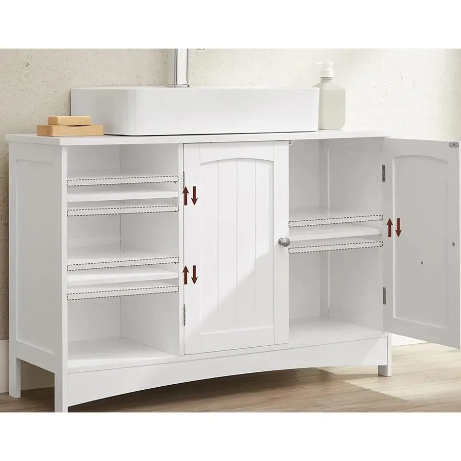 Parya Home - Wastafelonderkast -Badkamerkast - 2 Deuren - 2 Planken - Hout - Wit