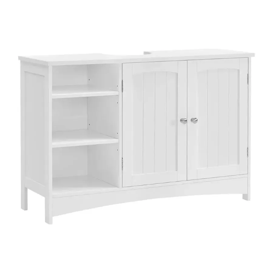 Parya Home - Wastafelonderkast -Badkamerkast - 2 Deuren - 2 Planken - Hout - Wit