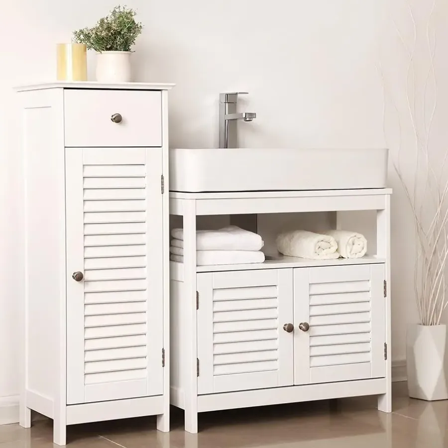 Bobbel Home Parya Home - Wastafelonderkast -Badkamerkast - 2 Deuren - Wit
