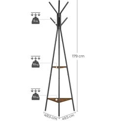 Parya Home - Zwarte Kapstok - Boomvormig - 2 planken - Industrieël