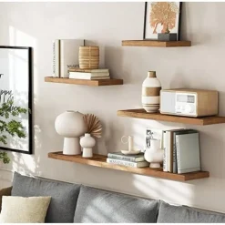 Parya Home - Zwevende wandplank - Bruin - MDF - 40 x 20 x 3.8 cm