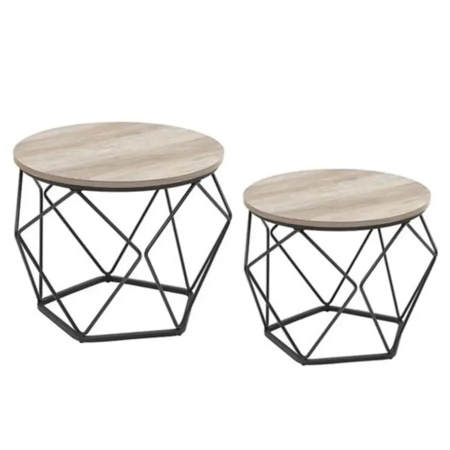 Parya Home Bijzettafel, set van 2 salontafels, grijs-zwart