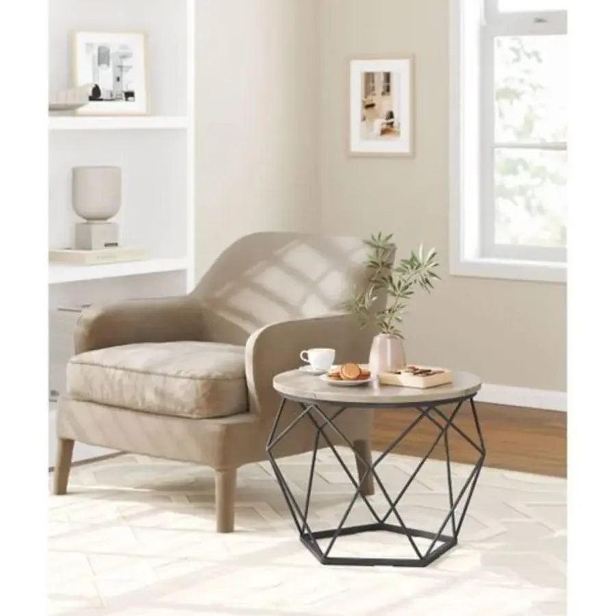 Parya Home Bijzettafel, set van 2 salontafels, grijs-zwart