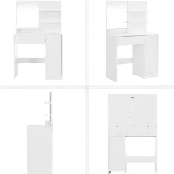 Kaptafels-Parya Home kaptafel met spiegel - 1 lade - 2 legplanken - wit