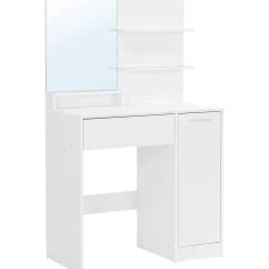 Kaptafels-Parya Home kaptafel met spiegel - 1 lade - 2 legplanken - wit