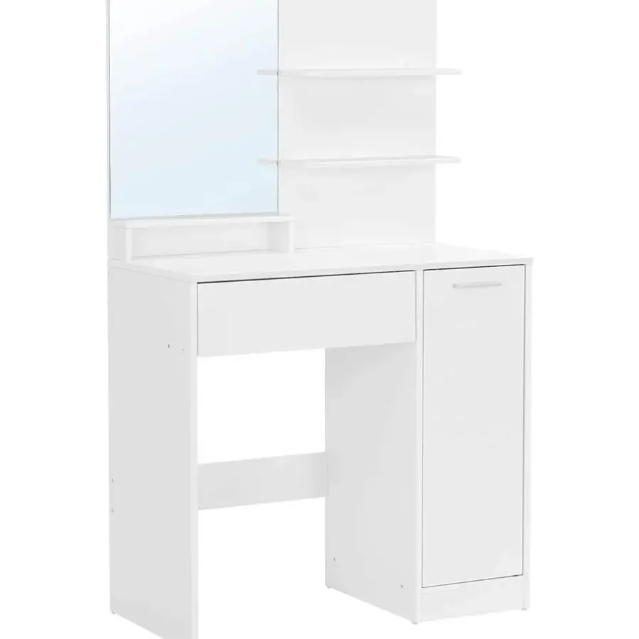 Kaptafels-Parya Home kaptafel met spiegel - 1 lade - 2 legplanken - wit
