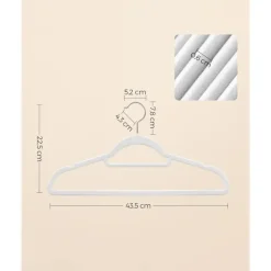 Parya Home kleerhangers, 50 stuks, fluweel, wit
