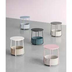 Parya Home Kleine ronde salontafel, bijzettafel met stoffen mand