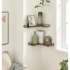 Wandplanken-Parya Home L-vormige hoekplank, set van 2, wandplank