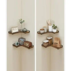 Wandplanken-Parya Home L-vormige hoekplank, set van 2, wandplank